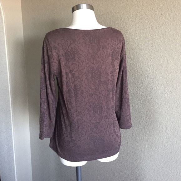 Vintage Y2K Coldwater Creek Milk Chocolate Brown Jacquard Top Size Small 6 - 8 - Picture 2 of 7
